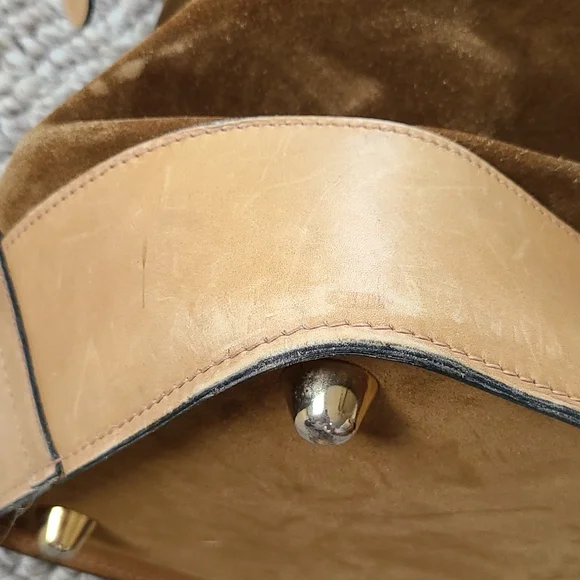 GUCCI suede travel bag, vintage, large rectangular satchel,  rare - Picture 9 of 16